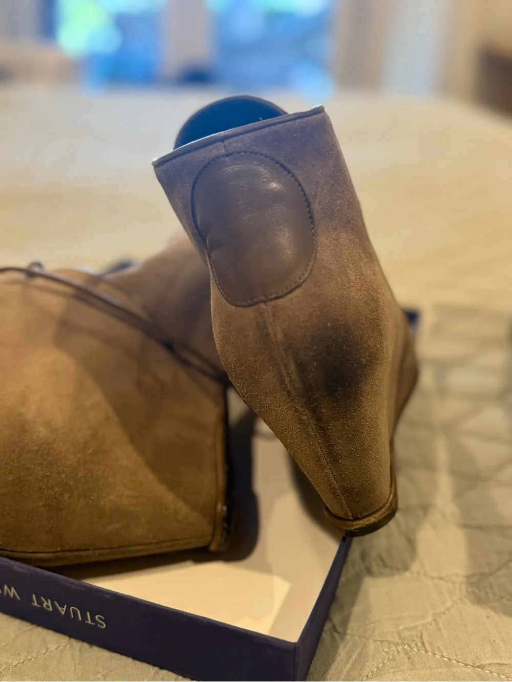 Stuart Weitzman Taupe Suede Ankle Boots